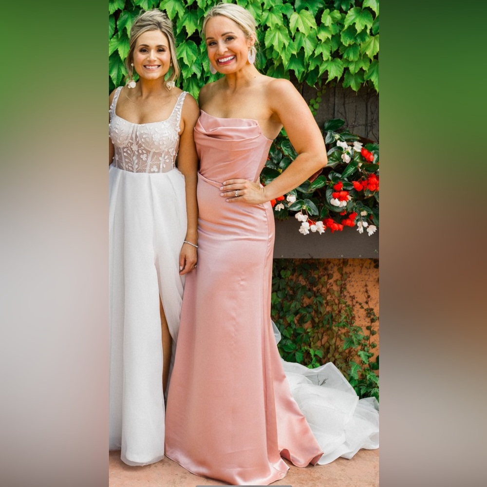 Amsale Bridesmaid Dress in Jara, Color Rose, size 6, NO ALTERATIONS